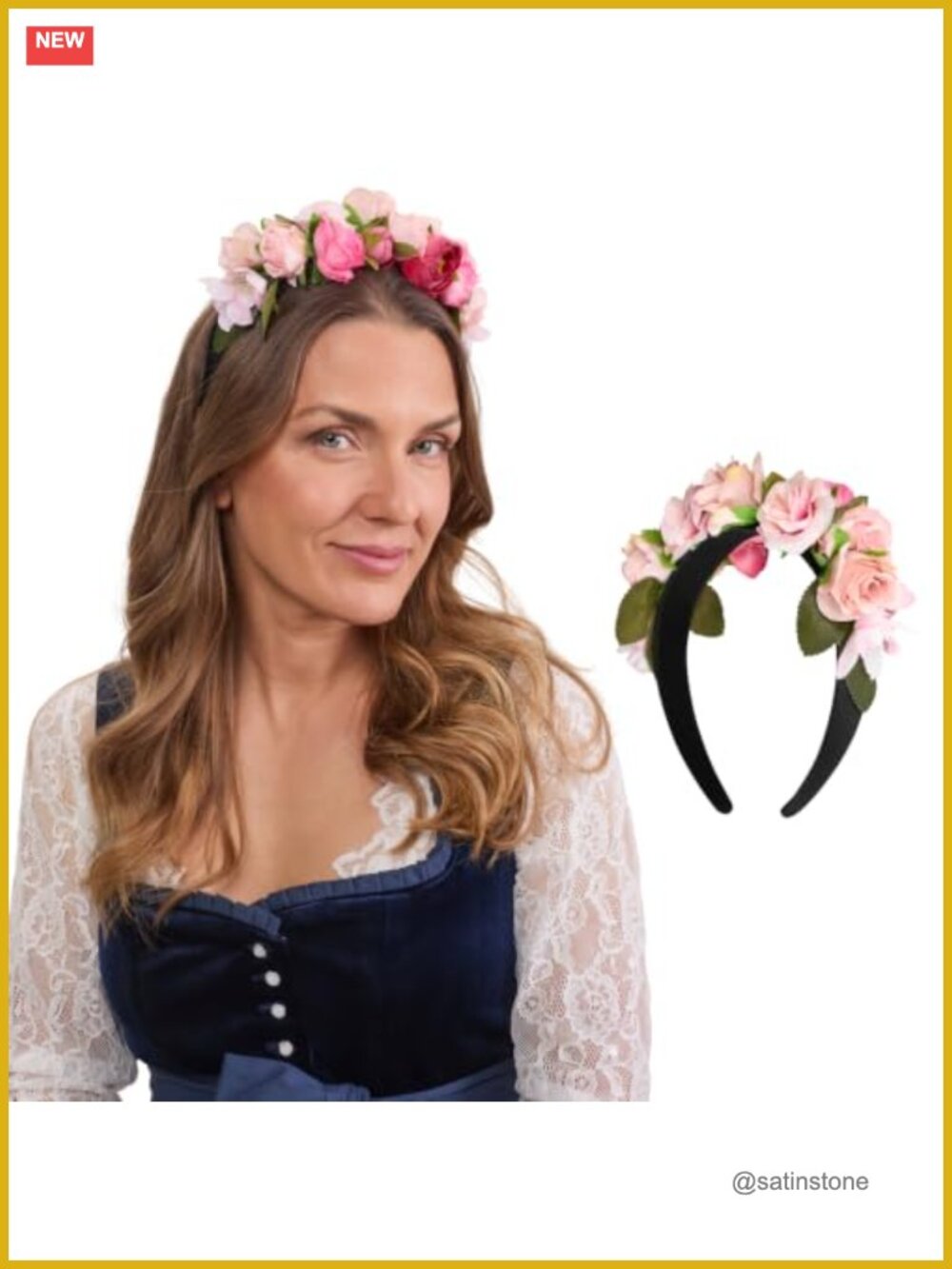 Floral Headband for Women Elegant Fabric Flower Headpiece for Oktoberfest and